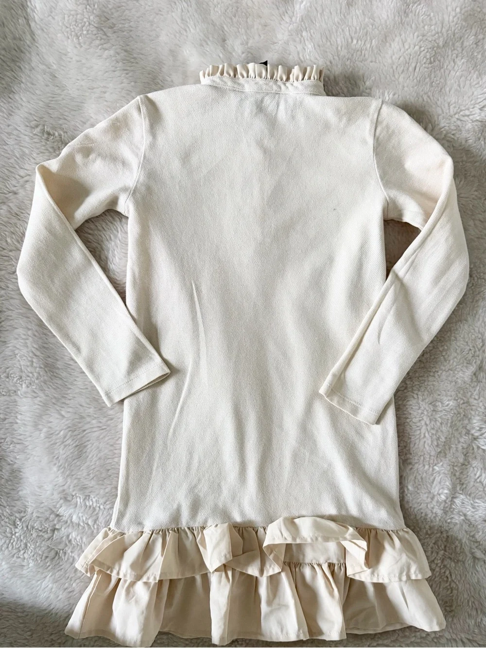Ralph Lauren Ivory Cream Long-Sleeve Ruffled Bottom Dress